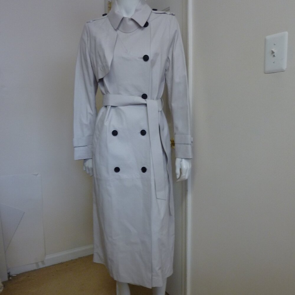 MACKAGE GAEL-V Maxi Leather Trench Coat in Off White